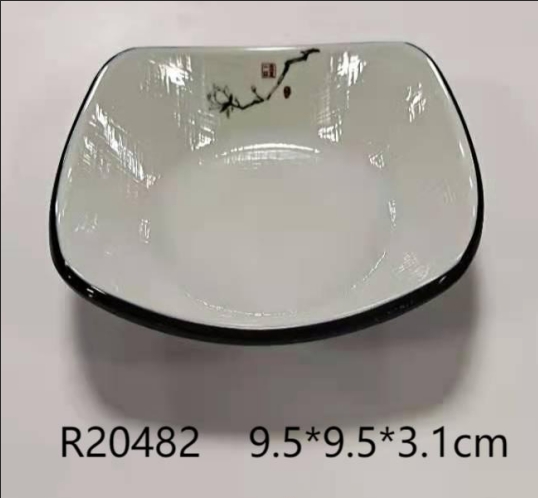 布纹黑白 R20482  3.75寸酱料碟(海棠花)