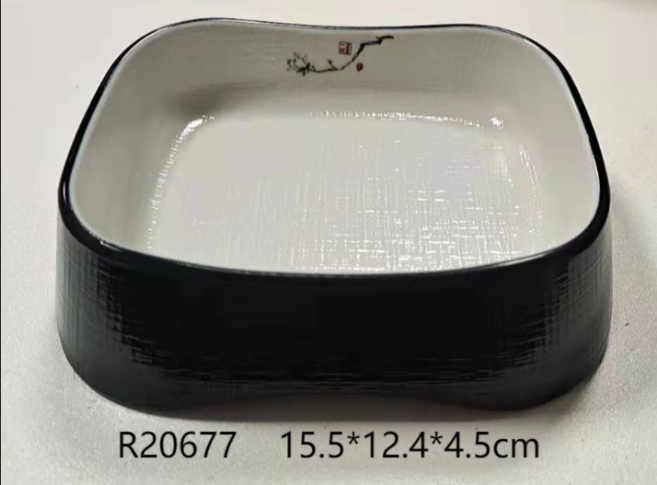 布纹黑白 R20677  6.1”寸直边盒(海棠花)
