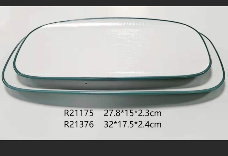 布纹绿白R21175  11寸圆角平盘
