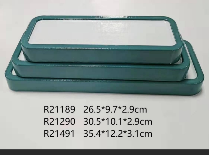 布纹绿白R21189  10.5寸木纹长方盘