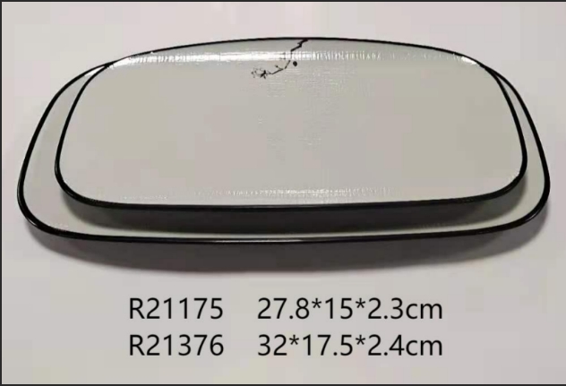 布纹黑白 R21175  11寸圆角平盘(海棠花)