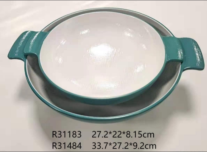 布纹绿白R31183  10.75寸双耳碗