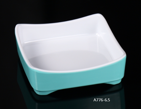A776-6.5白玉绿6.5寸四方层叠份数盘