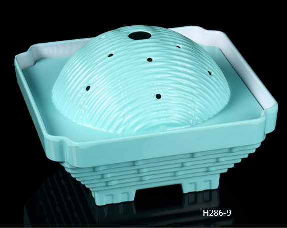H286-9白玉绿9.5寸中国鼎干冰牛肉盘(底座)+面板