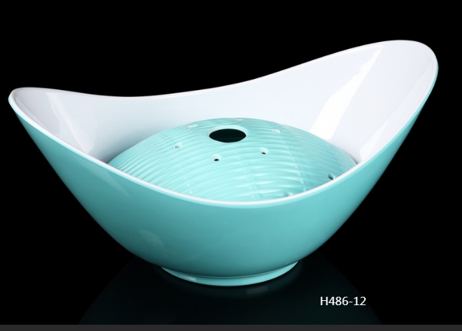 H486-12白玉绿12寸元宝干冰盘(底座)+面板