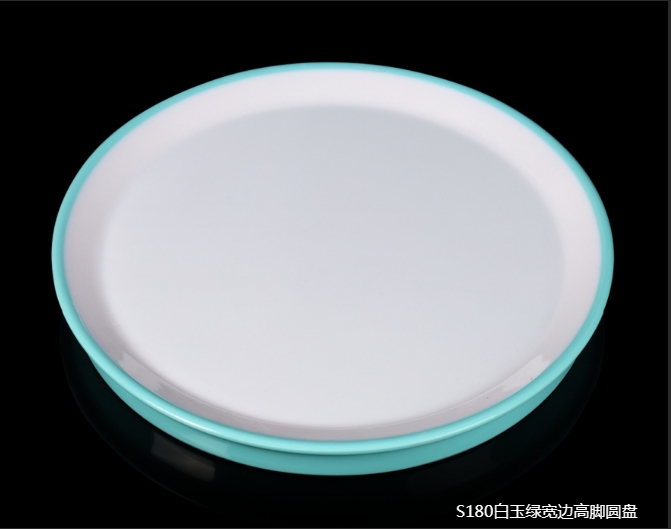 S180-9/10/11白玉绿9寸10寸11寸宽边高脚圆盘