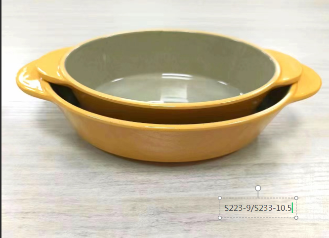 土黄喷点+土陶喷点双色加金S223-9.25  8寸10.5寸方形双耳盘