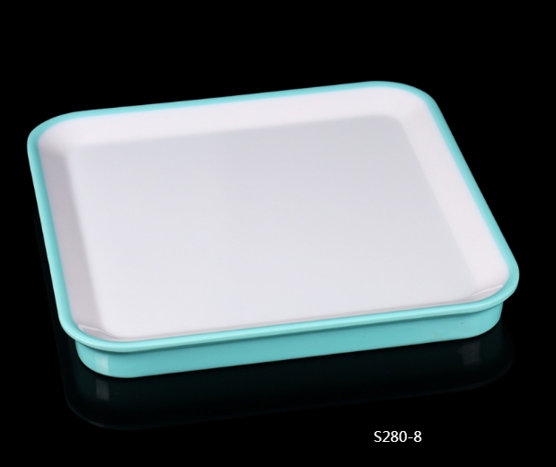 S280-8/9/10白玉绿8寸9寸10寸宽边高脚四方盘