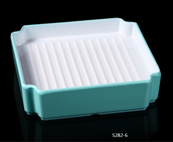 S282-6/7/8白玉绿6寸7寸8寸国风火锅四方盘