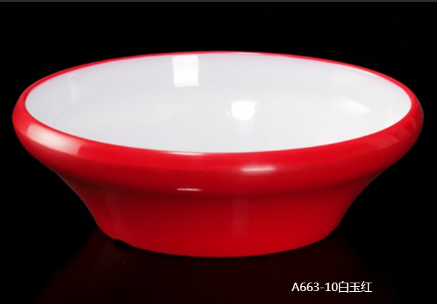 A663-10白玉红 10寸11寸12寸鼓边汤碗